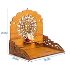 EXPRO Wooden Wall Mounted Pooja Mandir for Home & Office, Wooden Temple for Home Decor Hanging Pooja Stand for Idols | Home Temple | Height: 28 | DIY (Do-It-Yourself) | OM Design 3
