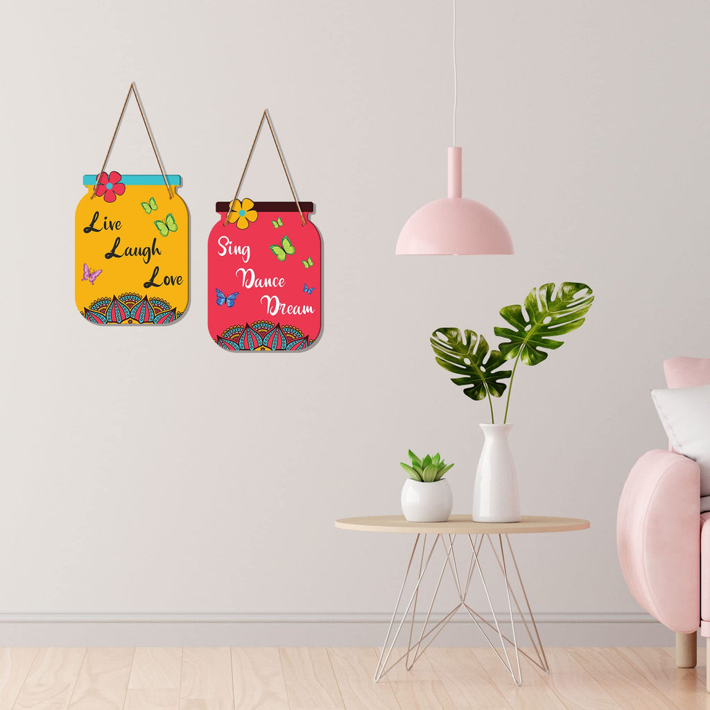 Artvibes Live Laugh Love Decorative Wall Art | Quotes Decor Item | Motivational Wall Decor | Wall Accent | Graphic Art | Gift Items | Office Wall Decoration Items (WH_6806N), Set of 2