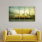 VIBECRAFTS Beautiful Kerala Boat 5 Pieces Canvas Wall Painting For Home | Office | Living Room | Gift (PTVC5Pcs4_8526)