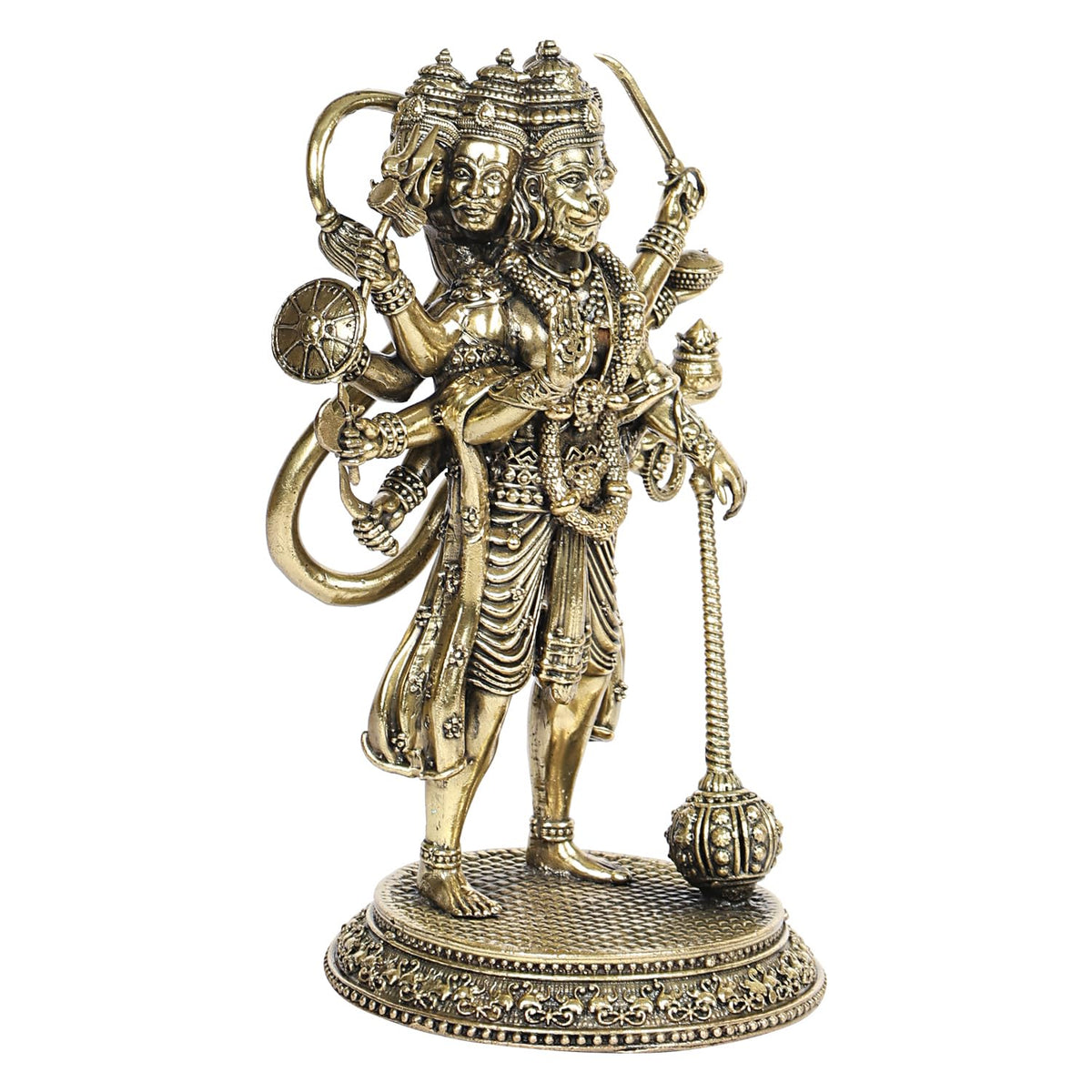 SVARUP Brass Standing Panchmukhi Hanuman Ji Murti Lord Meditation Balaji Bajrangbali Bahubali Sankat Mochan Bhagwan Idol Height 6.25 Inches