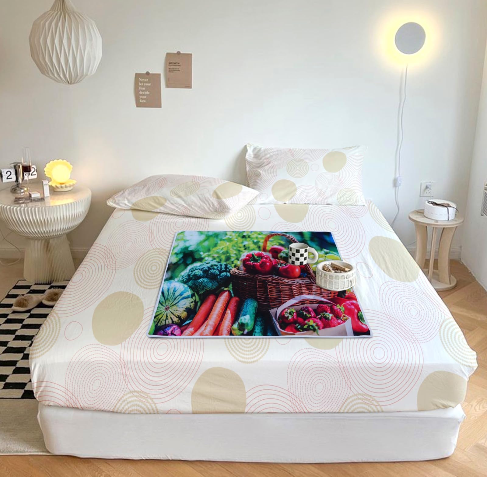 Aazeem Waterproof Bed Server | Food Mat | Bedsheet Protector | Non - Reversible in 3D Printed with Laminated Nonwoven Back | (Blue) Kafalo