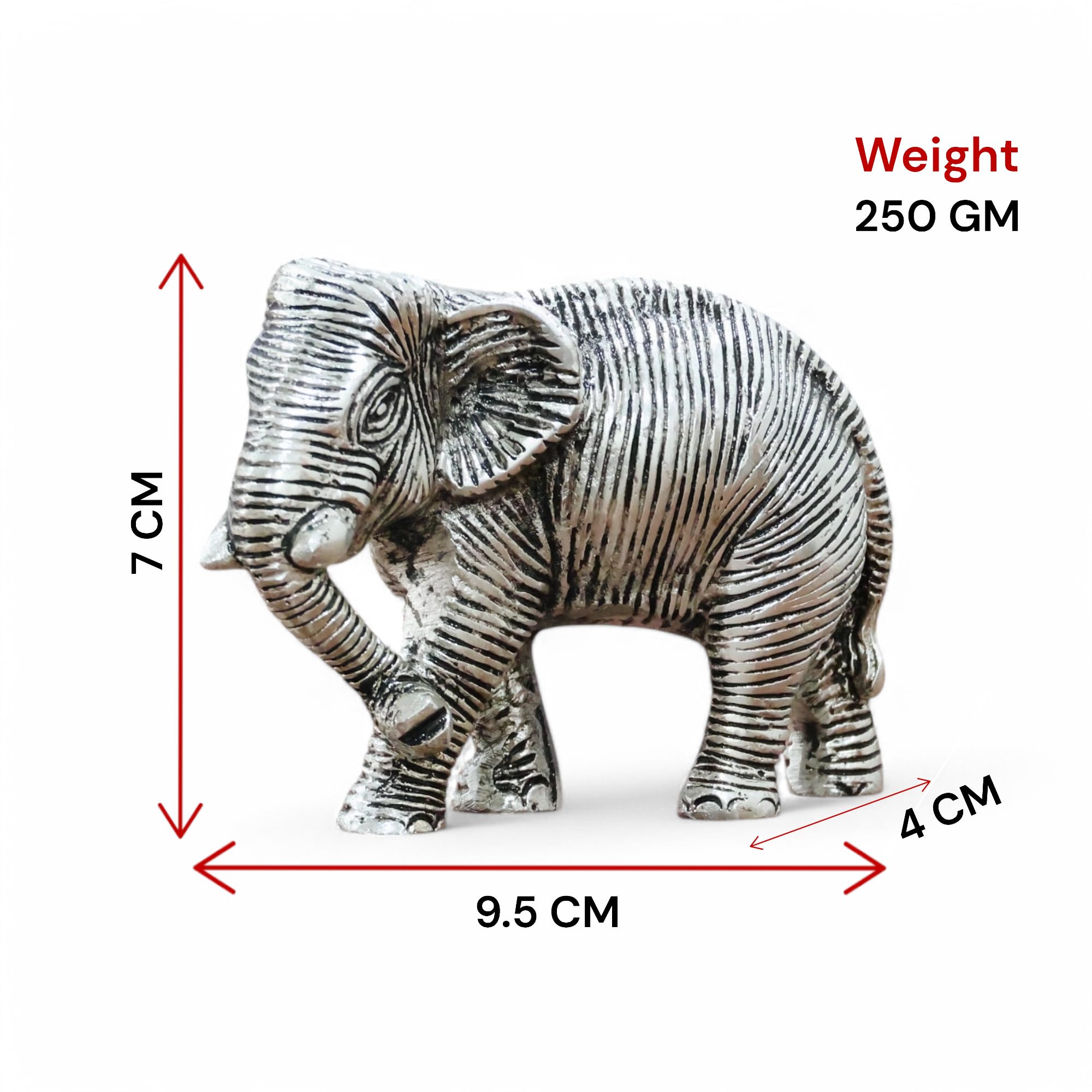 KridayKraft Metal Decorative Silver Toned African Elephants Animal Figurine, Antique Finish, Home Decor