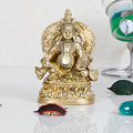 ARTVARKO™ Brass Lord Kuber Maharaj Sitting on Lotus Singhasana Treasure Wealth Murti Statue for Tijori Locker Money Safe Kubera Idol 3.5 Inch