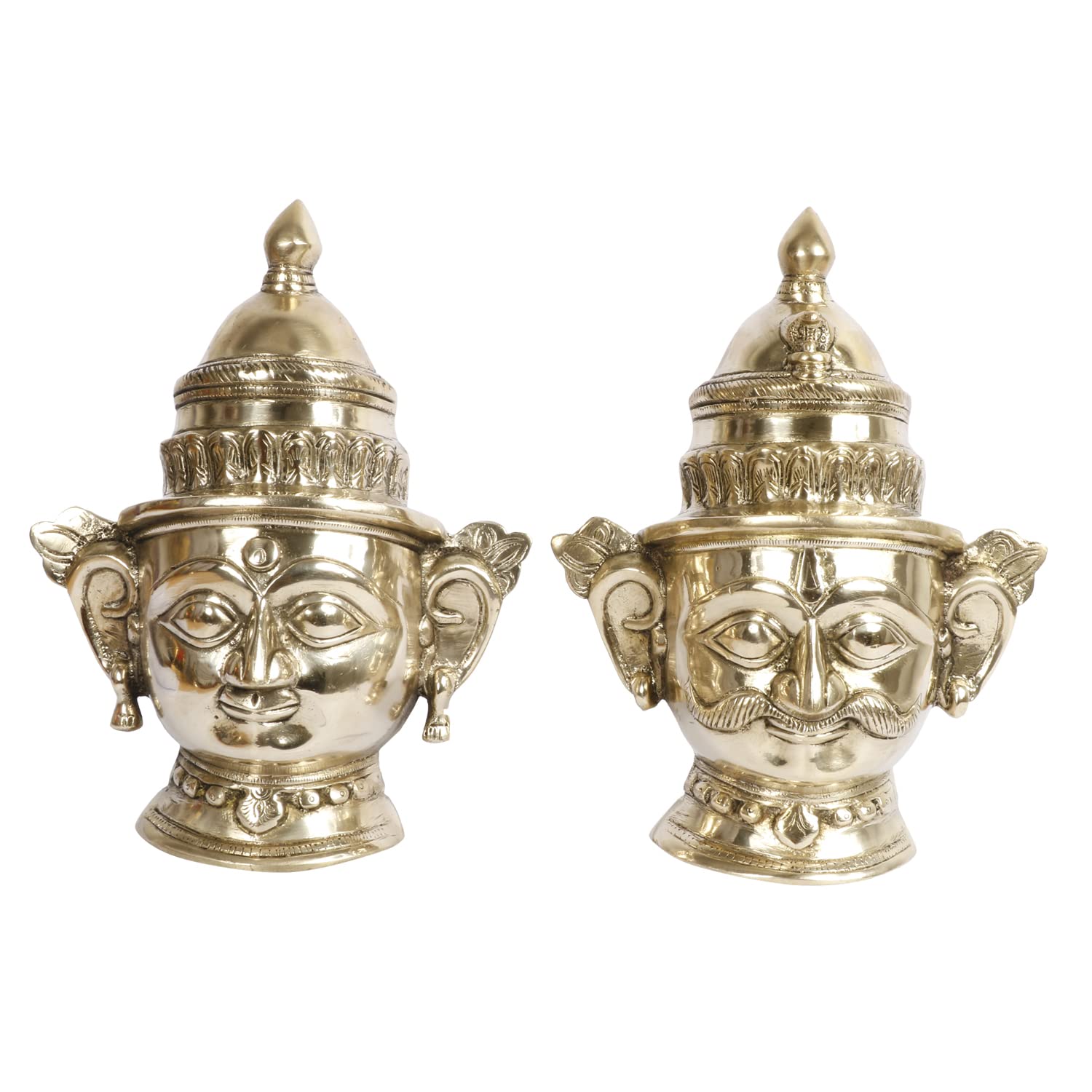 ARTVARKO Brass Shiva Parvati Face Head Murti Shiv Parvathi Statue Shivaratri Mahashivaratri Mahadev Idol for Pooja Home Decor Showpiece God Sculpture Height 8.5Inches