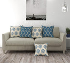 Trance Home Linen Set of 5 Premium 100% Cotton 24x24 inch Cushion Covers Only for Sofa and Diwan | Throw Pillow/24 x 24 Cushion Pillow Covers Only | 60cmx60cm, Damask & Dori Blue – Set of 5