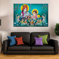 VIBECRAFTS 2 Pieces Beautiful Shree Radha Krishna Canvas Wall Painting Fitted With Wooden Frame For Home | Office | Living Room | Gifts(PTVC2Pcs1_17509)