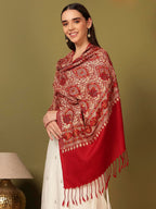 Pashmoda Women Ornate Harmony Fine Wool Nalki Embroidered Stole (Size : 28x80in, 71X203cm) EMST03
