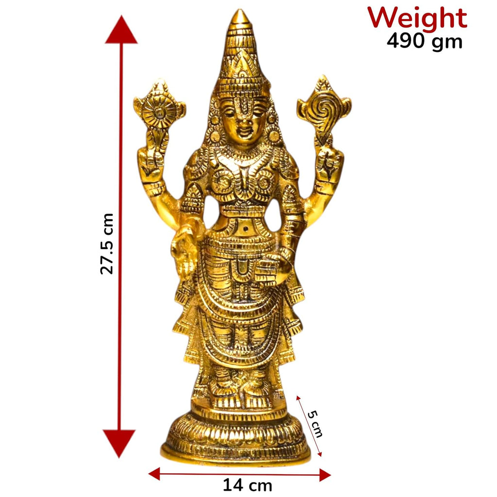 KridayKraft Aluminium Balaji Statue, Venkateswara Idol Lord Thirupathi Murti Lord Balaji Idols, Tirupati Idol God Statue Showpiece, Venkateswara, Home Décor Gifts,Half Gold, 1 Piece