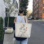 MASQ Premium ToteBag for Women with Zipper | Embroidered Foldable Shoulder Bag with Multiple Pockets | Spacious Handbag for College & Office | Eco-Friendly & Reusable (AP_TB_Girl_Face_01)