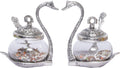 KridayKraft Metal Kissing Swan (Duck) Glass Bowl with Spoon for Saunf Supari Tray, Dry Fruit and Candy,Mukhwas Traditional Serving Bowl Set,Pack of 2 Pieces,Animal Showpiece Figurine & Gifting idol...