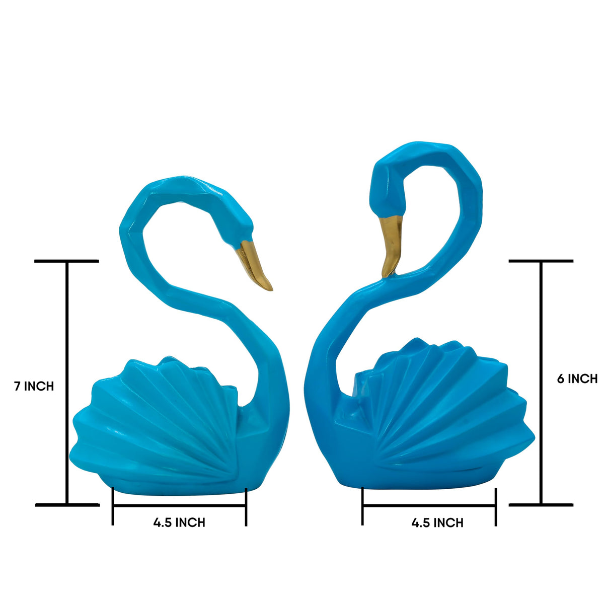 nantan Lucky Swan Pair Showpiece for Home Decor Office Decorative Tv Cabinet Decor (Blue-7Inches) (Model-4) (Model-3)