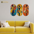 Artvibes Abstract Art Dancers Wooden Wall Hanging for Home Decor | Living Room | Wall Paintings | Wall Illustrations | Graphic Craft | Door Hanging Art Items | Gift Items (WH_9002N), Set of 3