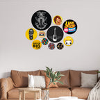 Artvibes Make Every Step Count Decorative Round Shape MDF Wooden Wall Hanging | Quotes Decor Item | Traveller Quotes Wall Art | Wall Art Print | Home Decor | Unique Gift (WPS_102N), Set of 11