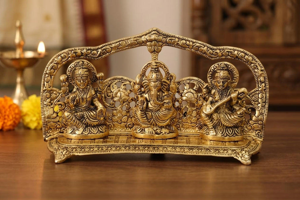 KridayKraft Laxmi Ganesh Saraswati Murti,Laxmi Ganesh Murti,Showpiece Figurines,Laxmi Ganesh Saraswati Statue for Pooja & Religious Idol Gift Article,Corporate Gift..