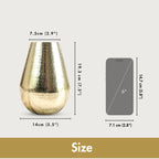 BEHOMA Drop Shape Metal Hammered Flower Vase, Golden - 1Pcs