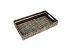 Classic Chevron Decorative Wooden Tray – Gold Engraved, Enamel Coated, Waterproof Rectangular Serving Tray for Coffee Table, Dining Room, Kitchen, Parties & Home Decor (Classic Chevron Small)