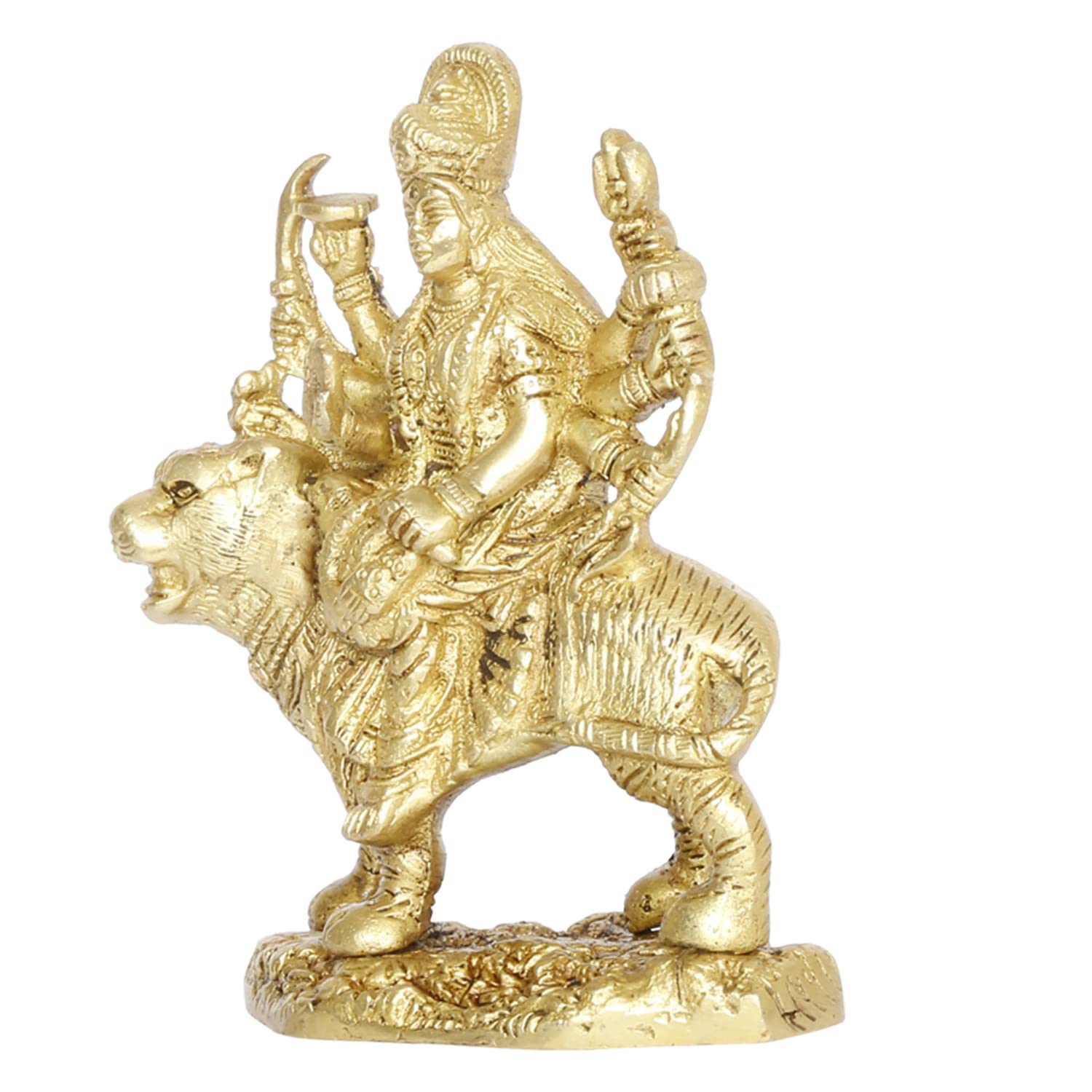 Artavrko Brass Durga Maa/Sherawali MATA Devi/Goddess Sitting on Lion Statue Idol for Home Decor Puja Temple Mandir Showpiece Gifts 5.5 Inch