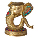 ARTVARKO Abstract Bhagwan Ganesh Trunk Big Brass Idol for Home Decor Office Diwali Gift Pooja Entrance Ganpati Murti 8 Inch
