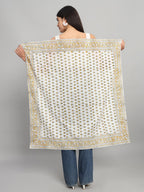 Ravaiyaa - Attitude is everything Sanganer Hand Block Printed Scarves Pure Cotton Scarf Square Hijab Dupatta 40 X 40 Inch (Yellow)