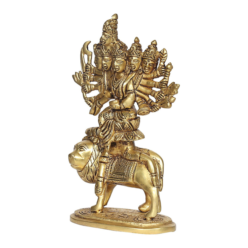 ARTVARKO Brass Kamakhya Devi Maa Durga Sherawali Statue Tripura Sundari Statue for Home Decor Puja Mandir Temple 8.5 Inch