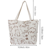 BAGILO Large Capacity Shoulder Bag Shoulder Tote Bag for Women, Cloth Bags for Women, Travel Pouch Canvas Bag Lovely Design Travel Size (Cream)