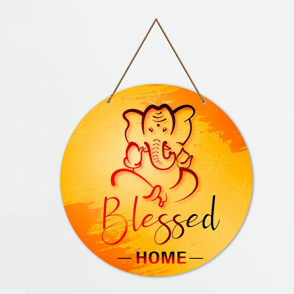 Artvibes Blessed Home Round MDF Wooden Wall Art for Home Decor | Quotes Decor Item | Home Quotes Wall Hanging | Modern Decor Items | Wall Poster | Artworks Hangings | Unique Gift (WH_4014NN)