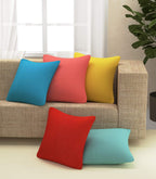 Yellow Weaves Cotton Canvas Decorative Cushion Covers, (16 X 16 Inches), Set Of 5, Multicolour, 250 tc