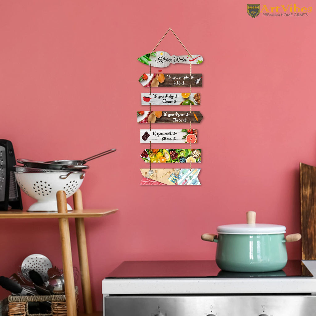 Artvibes Kitchen Rules Printed MDF Wooden Wall Art For Cafe | Kitchen | Restaurants | Quotes Decor Item | Kitchen Quotes Wall Hanging | Wall Sculpture | Signs & Plaques | Gift Items (WH_7004N)