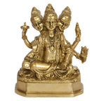 ARTVARKO Brass Lord Dattatreya Idol Bhagwan Datta Murti Statue for Home Pooja Office Decor Trimurti Bhagwan Sculpture 5 Inch
