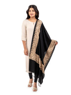 Naureen Women Pashmina Blend Stole with Intricate Floral Embroidery,Warm and Soft, 28x80 inch