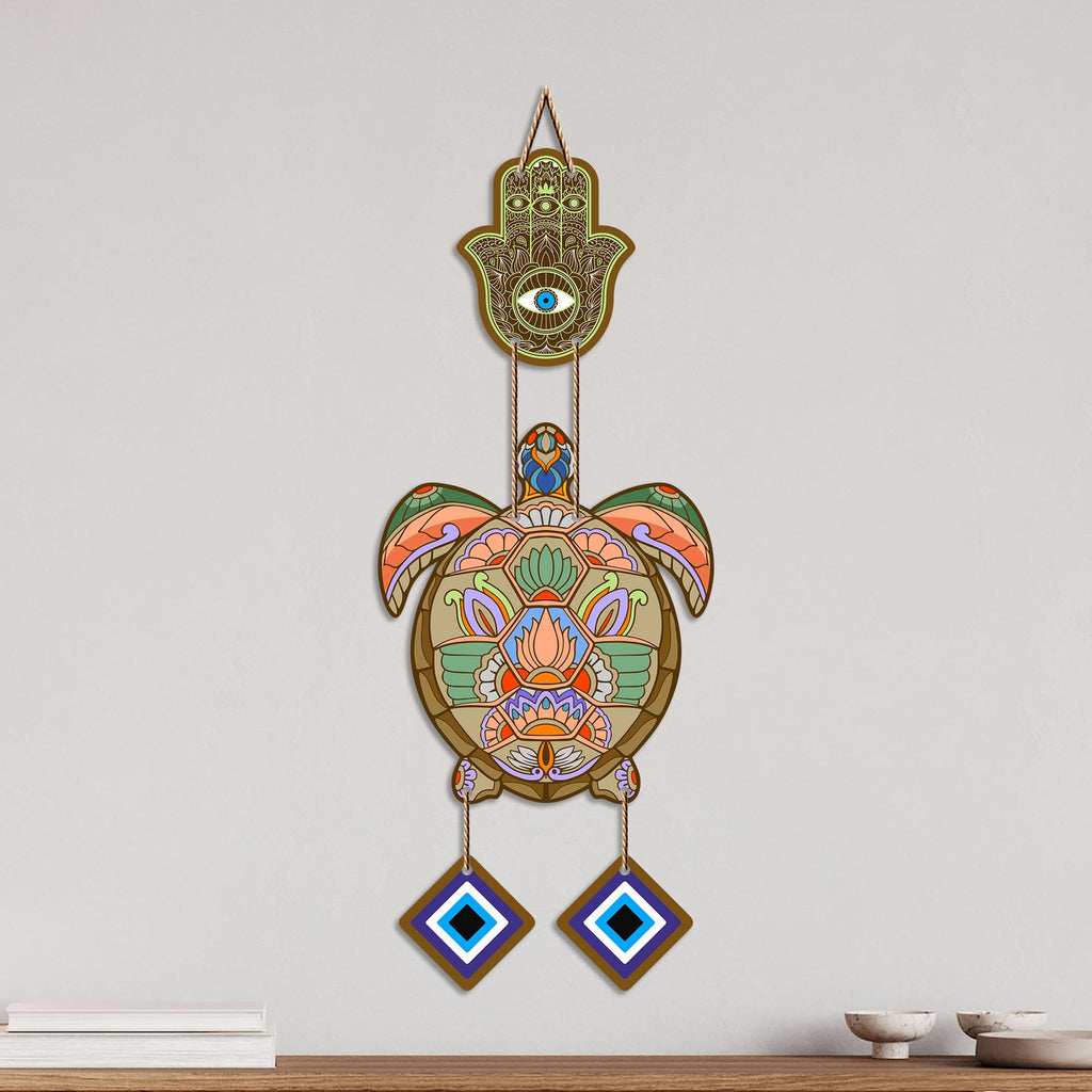 Artvibes Artistic Turtle Wall Hanging for Home Entrance | Nazar Battu MDF Decorative Wall Decor | Vastu Inspired Art for Living Room | Balcony | Office & Hallway | Lucky Charm Gift Item (WH_8543N)