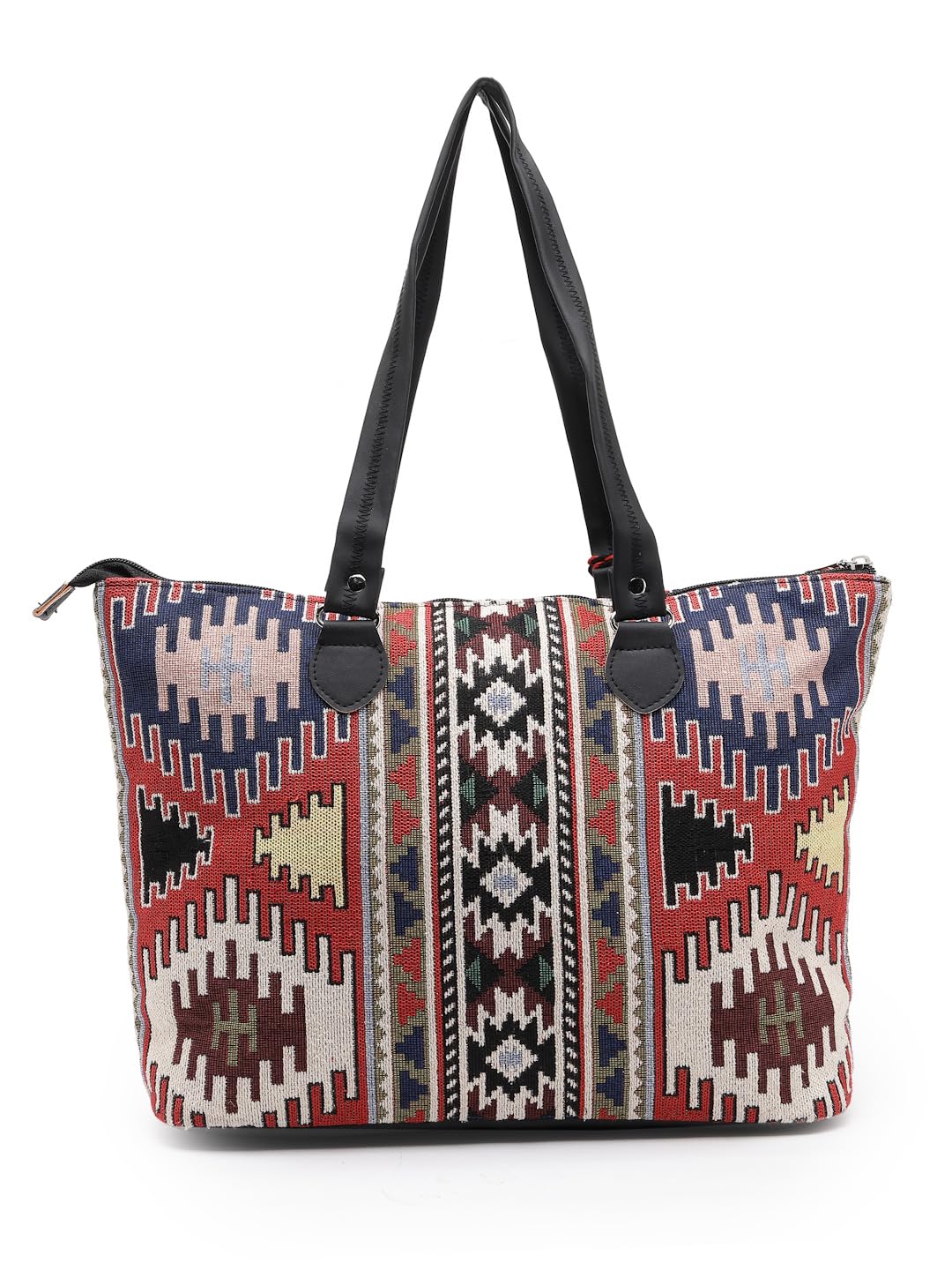 Anekaant Tribal Multi & Black Ikat Cotton Jacquard Tote Bag