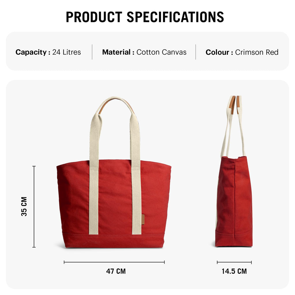 DailyObjects Crimson Red Field Tote Bag |Canvas Tote Shoulder Bag Fits upto 14 Laptop for Women and Men Work & Daily Use |Handcrafted from premium cotton canvas perfect for Work & Daily Use