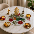 MFU Made For You Handcrafted Beaded Round Placemat 14 Inch (14 Inches, White Multi Parrot) Kafalo