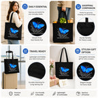 DANIOO DON'T WORRY WE CARRY Large Canvas Tote Bag for Women | Everyday Work & College Tote | 400 GSM Cotton, Bottle Holder & Inner Pocket | Black