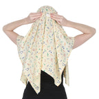 7 season's Female Cotton Scarf Cum Mask Universal Size Usable For Vehicle Driver For Sunlight Uv Protection White Printed Design (Yellow Music-S)