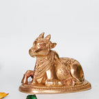 SVARUP Brass Nandi Shiv Ji Parvati Vehicle Bull Statue Idol Shiva Devotee Puja and Decor 5.5 Inches Gold Color 1 Pcs