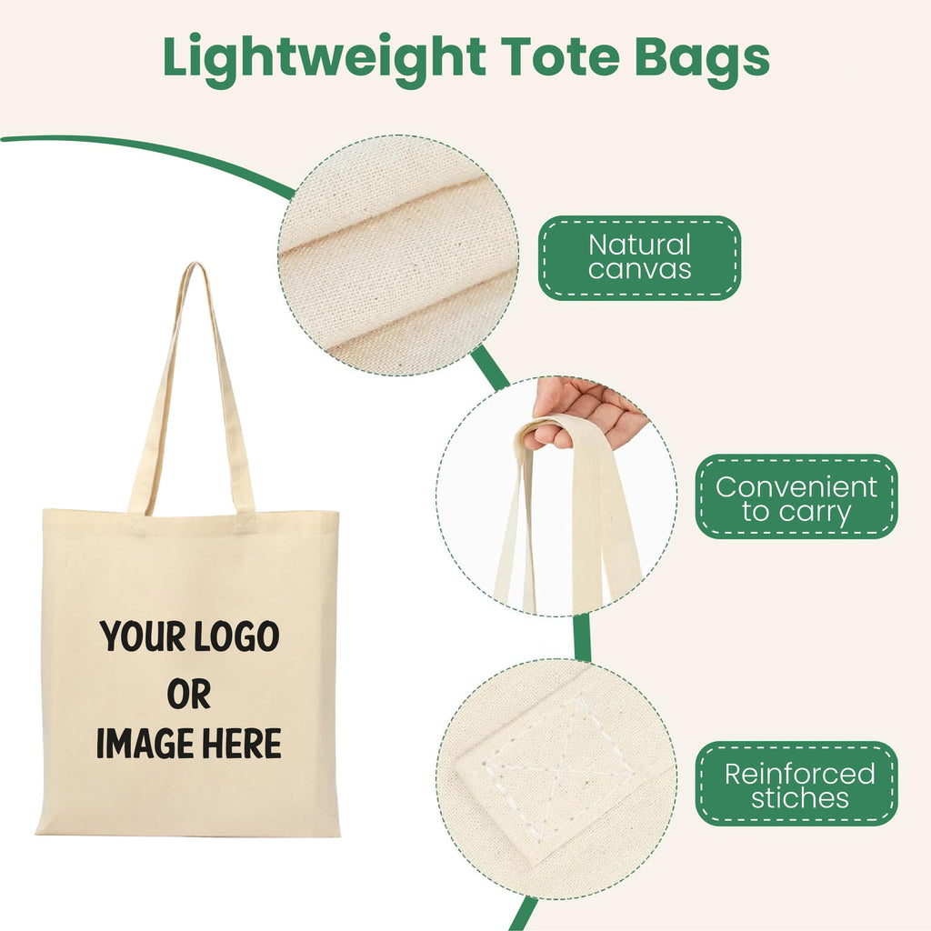 SIGN EVER Customized Tote Bag with Photo For Women College Girl Office use - Reusable Cotton Canvas Bag with 2 Pockets -Lightweight & Durable