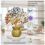 7 Chakra Crystal Tree with Golden Money Bag Base | Natural Gemstone Money Tree for Wealth Prosperity & Positive Energy | Feng Shui Vastu Tree for Home Office Decor & Good Luck Gift