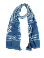 Gutthi Women's Cotton Stoles | Scarf Lightweight & Comfortable for All Seasons, Size (100X180 CM) (Blue)