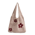 KSAIBINID Crochet Bag for Women Stylish, Beach Tote Bag for Women, Shopping Bag for Woman with Floral Design, Cotton Tote Bag for Woman