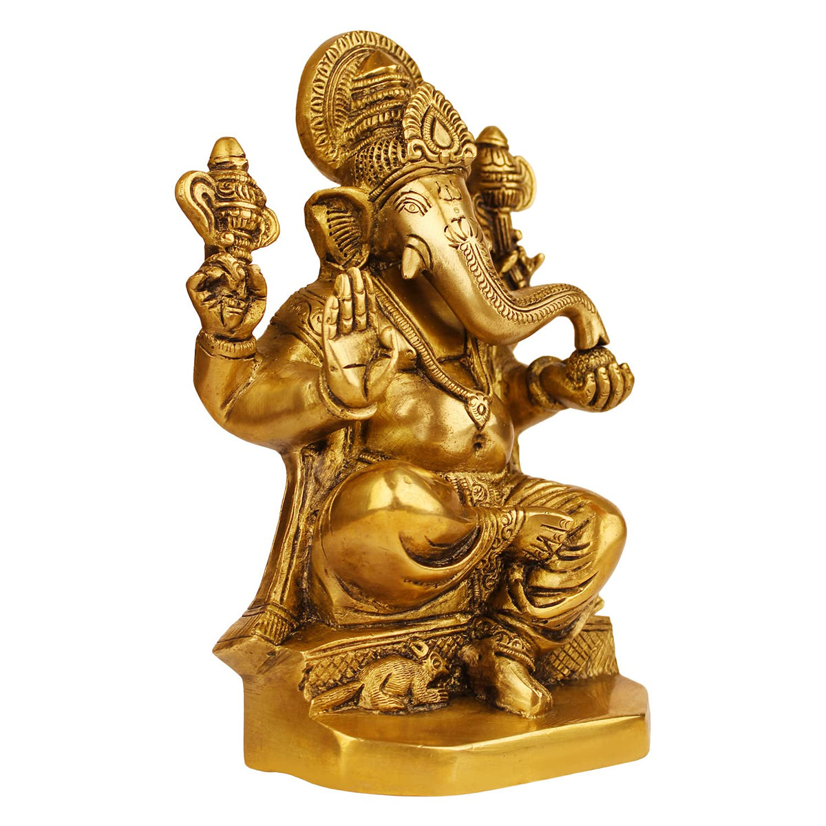 ARTVARKO Brass Lord Ganesha Idol Ganesh Sculpture murti God Ganesha Murti Statue Handmade Ganpati Temple Diwali Puja Home Decor Gift 8 Inches