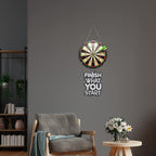 Artvibes Finish What You Start Dart Wooden Wall Hanger | Quotes Decor Item | Motivational Wall Decor | Wall Poster | Art Piece | Graphic Art | Gift Items | Office Wall Decoration Items (WH_5703N)