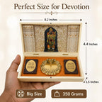 Ram Lalla Charan Paduka Pocket Temple for Pooja Room, Home Mandir, Prayer Space, Car Dashboard & Spiritual Gifting | Pearl & Brown Finish | Medium & Big Size Devotional Decor (Pearl, Large)