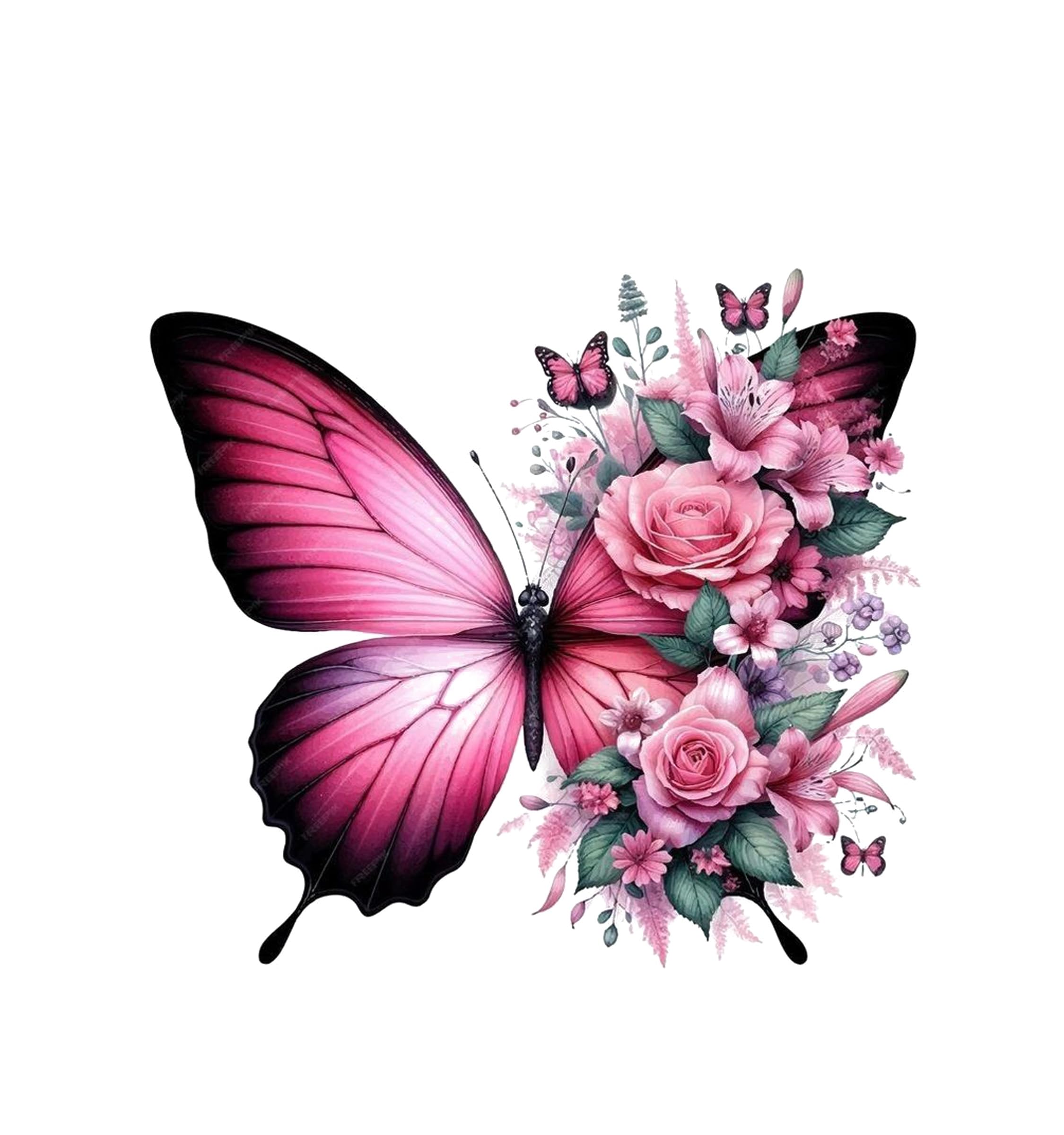 Heu Butterfly Floral Printed Canvas Tote Bag | Eco-Friendly Reusable Cotton Shoulder Bag | Elegant Pink Aesthetic Shopping Tote for Women