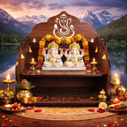 Bindian Wooden Pooja Mandir for Home Wall Mounted | Wooden Table Top God Temple | Pooja Stand for Home | Puja Mandir | Puja Unit for House | Temple for Office (Temple 3)
