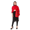 BRAVEZI Women's Woolen Kullu Design Border Shawls (Red)