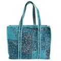 Bazaar Bhoot Edition Premium Cotton Quilted Shopping Tote Bag - Multipurpose Long Lasting Foldable Reusable Bag with zipper for Shopping, Travel & Daily Use - Made in India (Shaded Teal Blue)