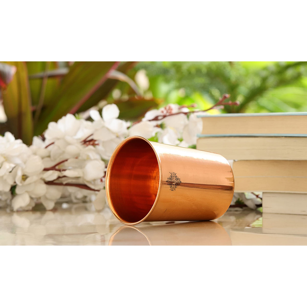 INDIAN ART VILLA Copper Plain Shine Finish Glass - 275 ML Tumbler, Copper Drinkware & Serveware, Ideal for Water Drinking, Perfect Gifting Option for Festivals and Special Occasions, Set of 1