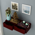 ETIQUETTE ART Wall Mounted Hanging Puja Temple Shelf with Drawer Stylish Wood God Stand for Pooja Room Mandir Stand for Temple (Brown)